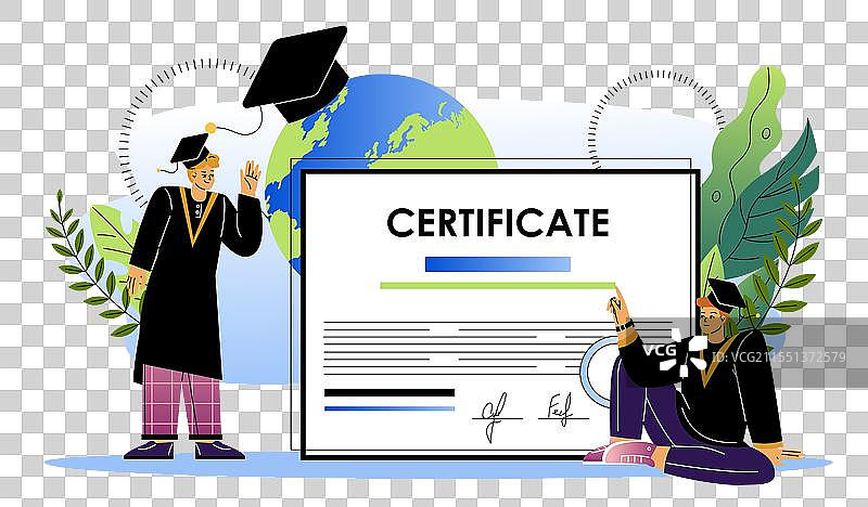 两名男生手持毕业证书图片素材