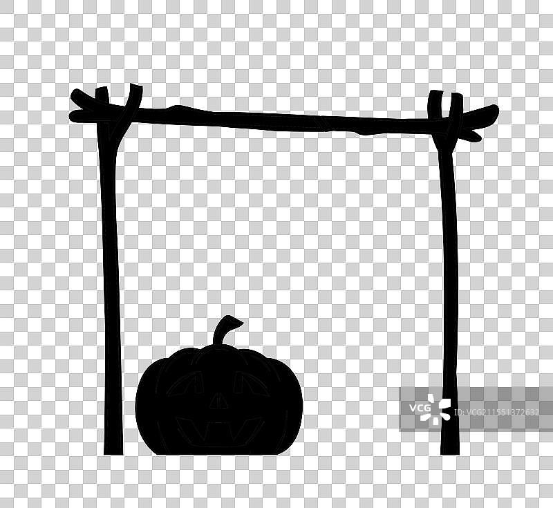 万圣节黑色框架南瓜剪影图片素材