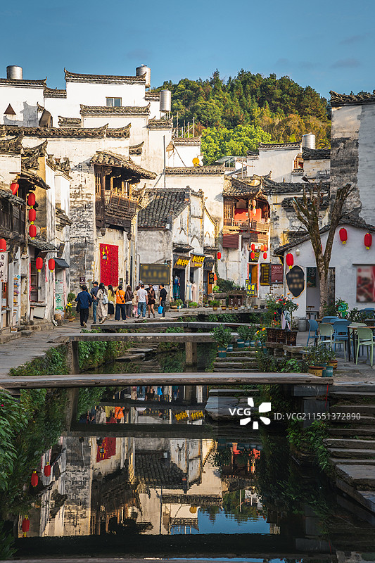 江西婺源李坑村小桥流水图片素材