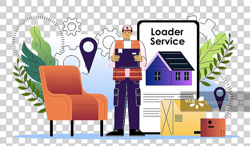 靠近纸箱的装载服务概念男士图片素材