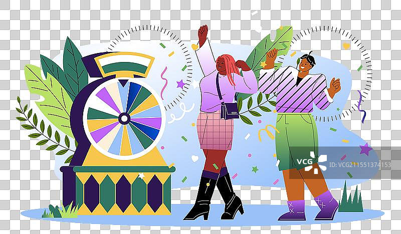 男女庆祝中奖图片素材