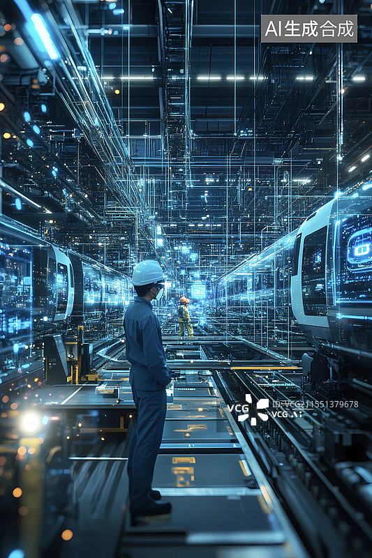 【AI数字艺术】科技列车智能维修场景城市交通出行图片素材