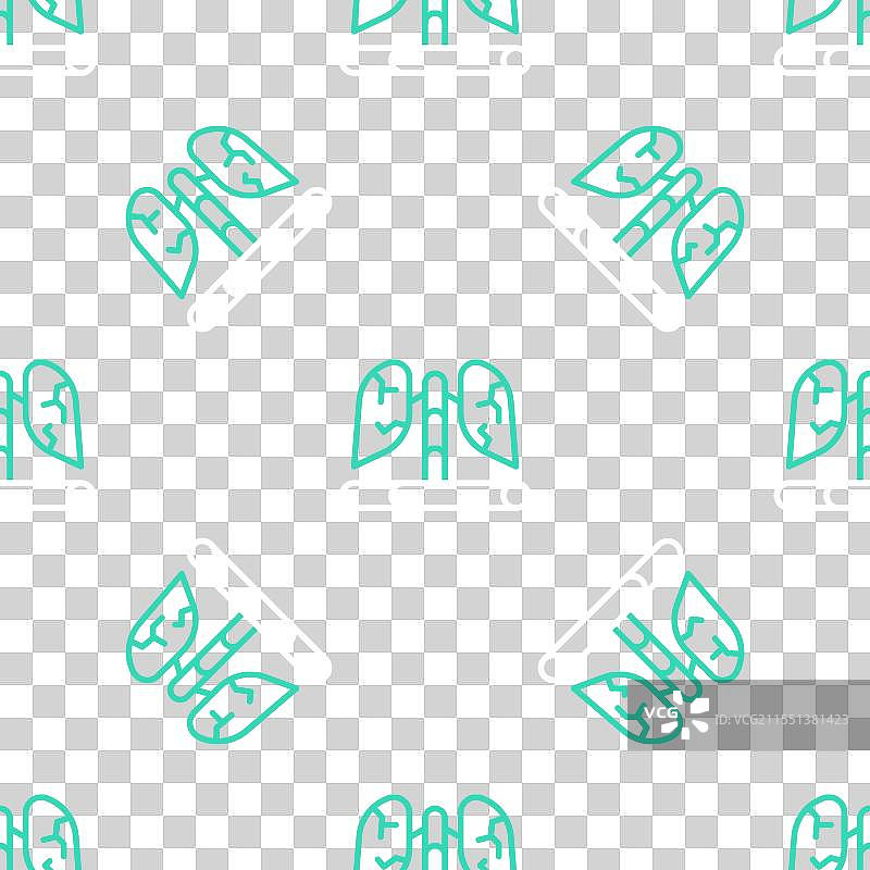 肺部疾病图标的线条图案，隔离的无缝图案图片素材