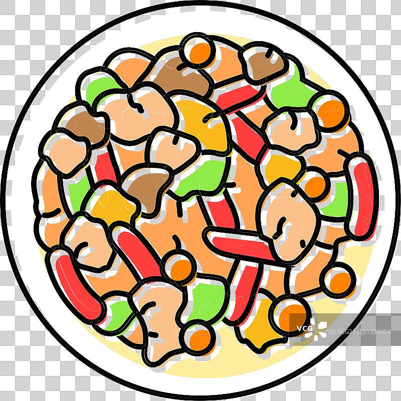 炒鸡肉食品颜色图标图片素材