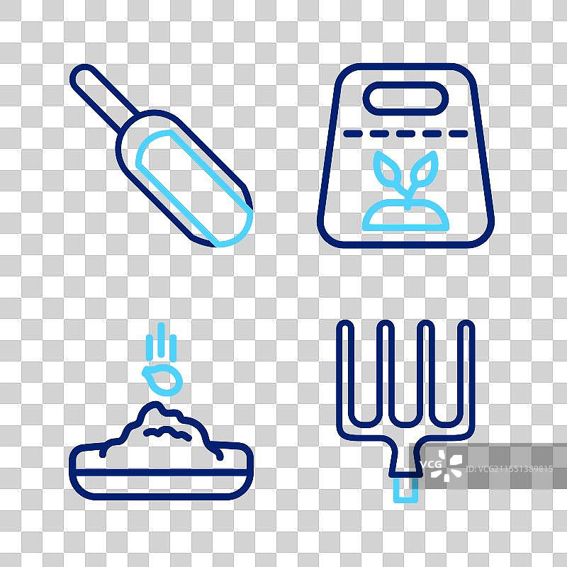 花园用的耙子和装满种子的种子包图片素材