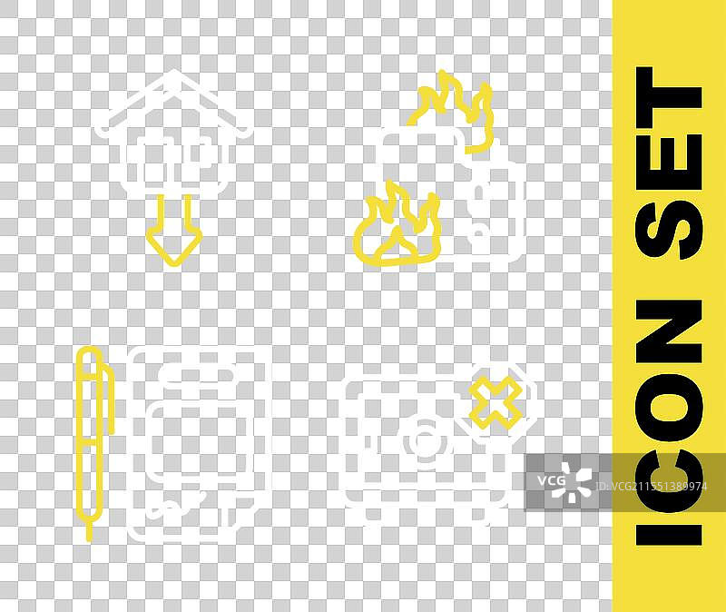 在燃烧的房屋中设置火线安全合同图片素材