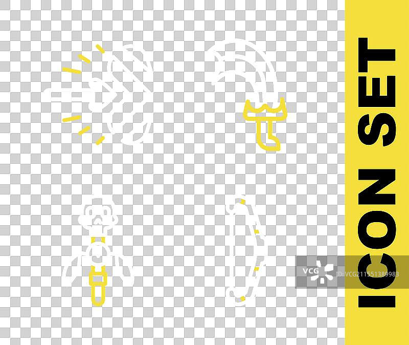 游戏中的中世纪剑、弓和魔法法杖的线条设置图片素材