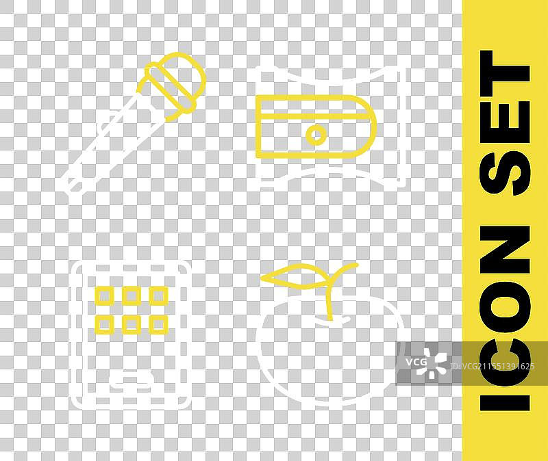 铅笔削尖器与苹果图形平板的线条设置图片素材