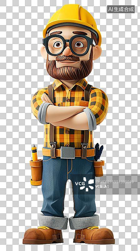 【AI数字艺术】身穿工作制服，头戴安全帽，的工人图片素材
