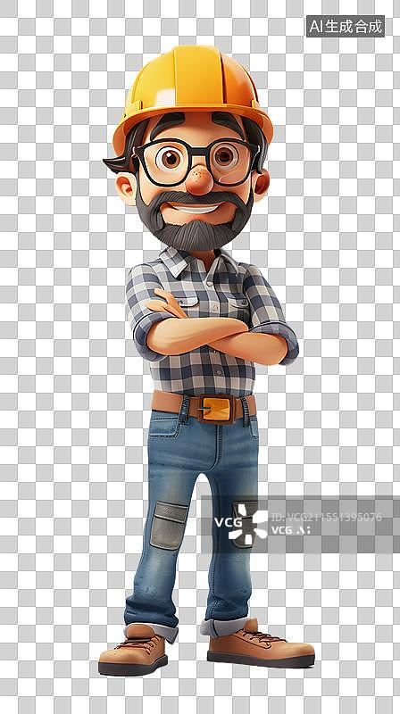 【AI数字艺术】身穿工作制服，头戴安全帽，的工人图片素材