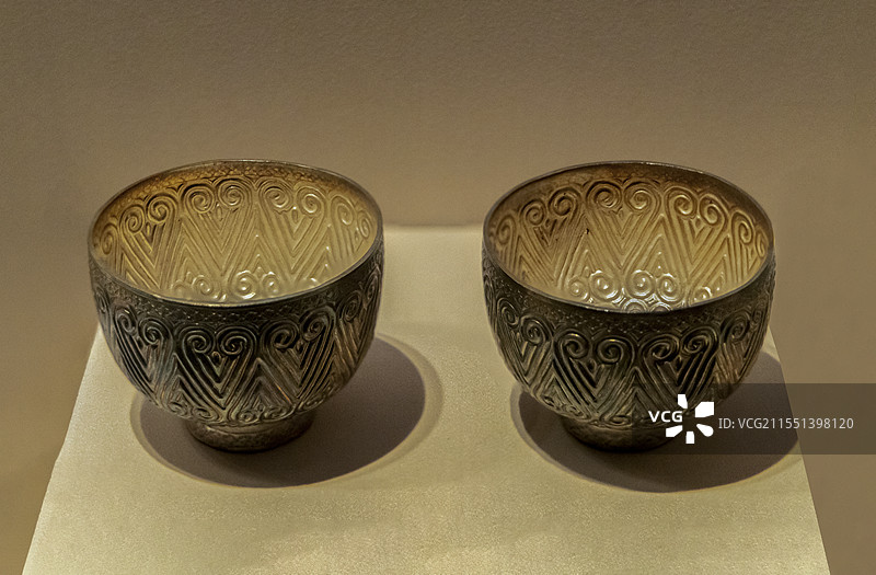 江西省博物馆“古代历史文化展”：云头纹银杯（宋，1974年江西省星子县陆家山窖藏出土）图片素材