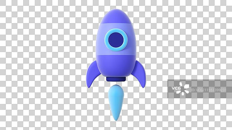 3D卡通火箭发射升空图片素材