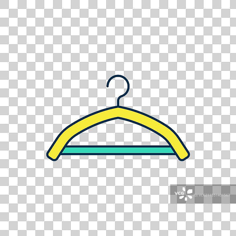 填充轮廓衣架衣柜图标，孤立在白色背景上图片素材