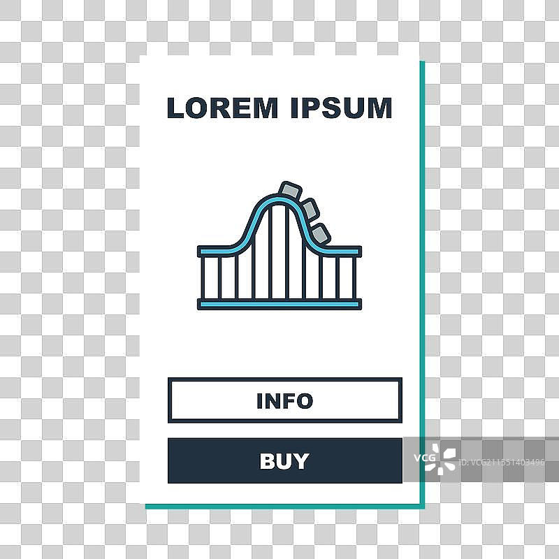 填充轮廓过山车图标，孤立在图片素材