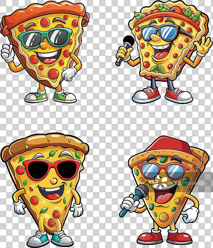 酷炫的披萨卡通角色剪贴画图片素材