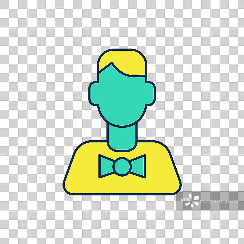 填充轮廓的赌场发牌员图标，孤立在背景上图片素材