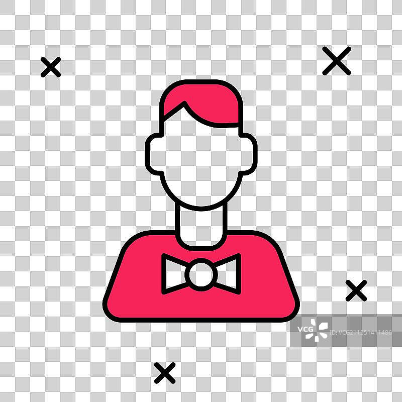 填充轮廓的赌场发牌员图标，孤立在背景上图片素材