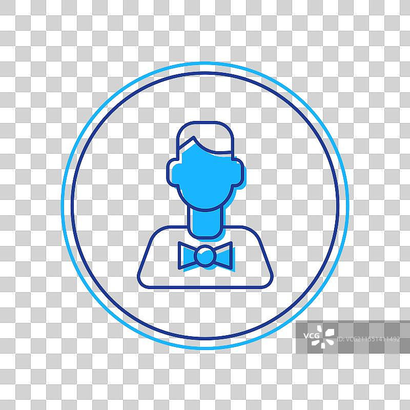 填充轮廓的赌场发牌员图标，孤立在白色背景上图片素材