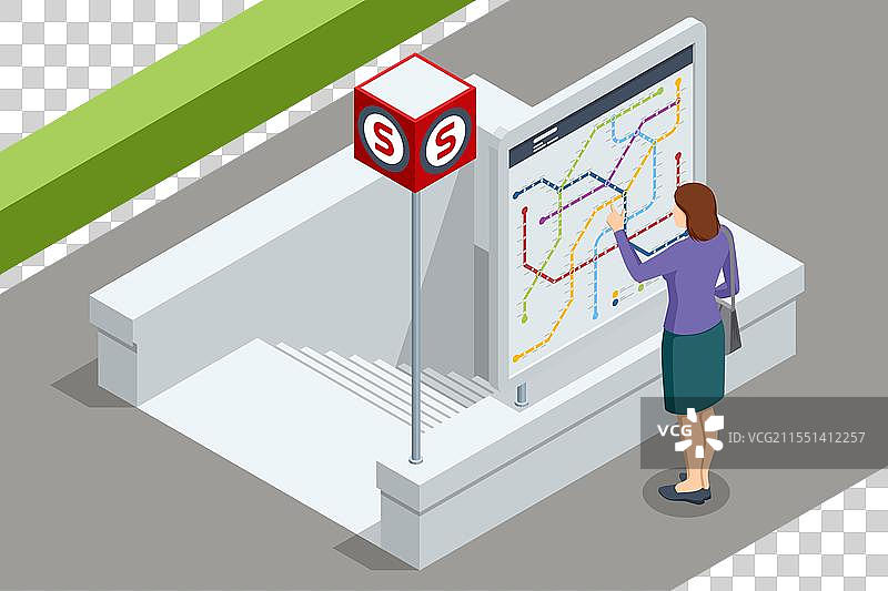 等距地铁或地铁地图地下通道图片素材