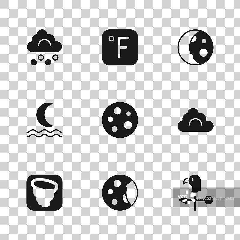 设置月相、云彩、公鸡天气风向标、冰雹图片素材