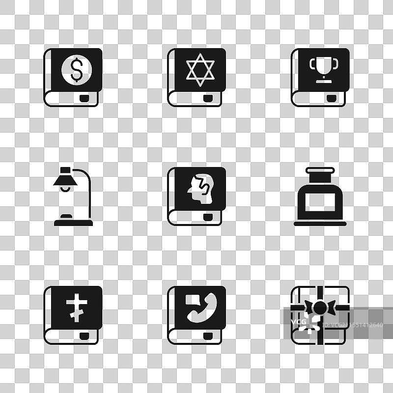 将电话簿和墨水瓶书作为礼物法律图片素材