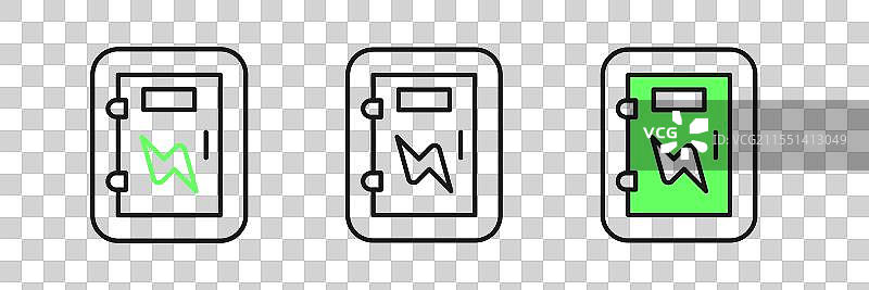 电气面板图标，线条风格，孤立在白色背景上图片素材