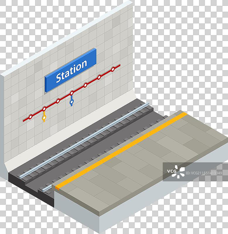 等距地铁站台和路线交叉图片素材