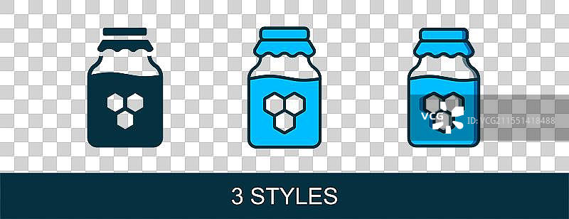 填充轮廓的蜂蜜罐图标，孤立在背景上图片素材