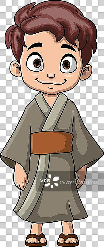 可爱的男孩穿着和服图片素材