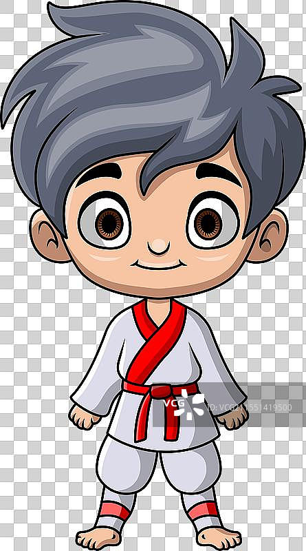 可爱的小男孩在练习空手道图片素材