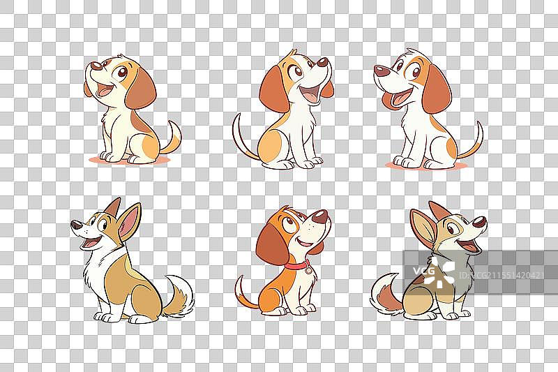 一组可爱快乐的小狗图片素材