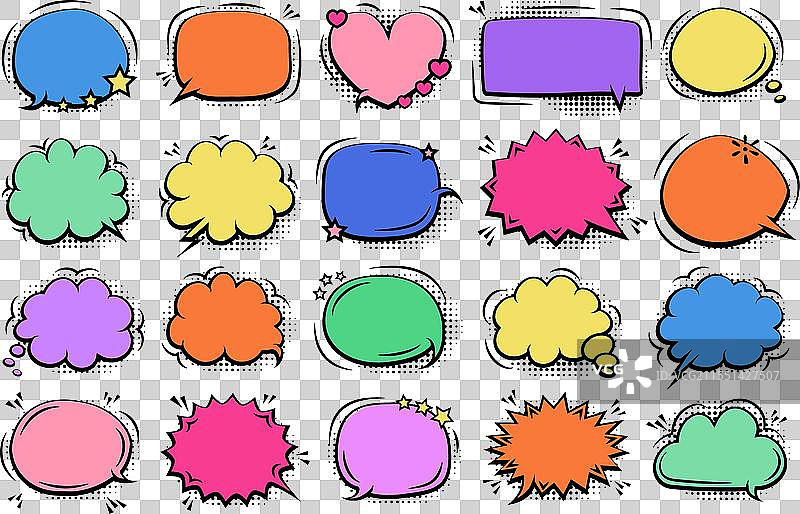 漫画对话气泡彩色风格套装图片素材