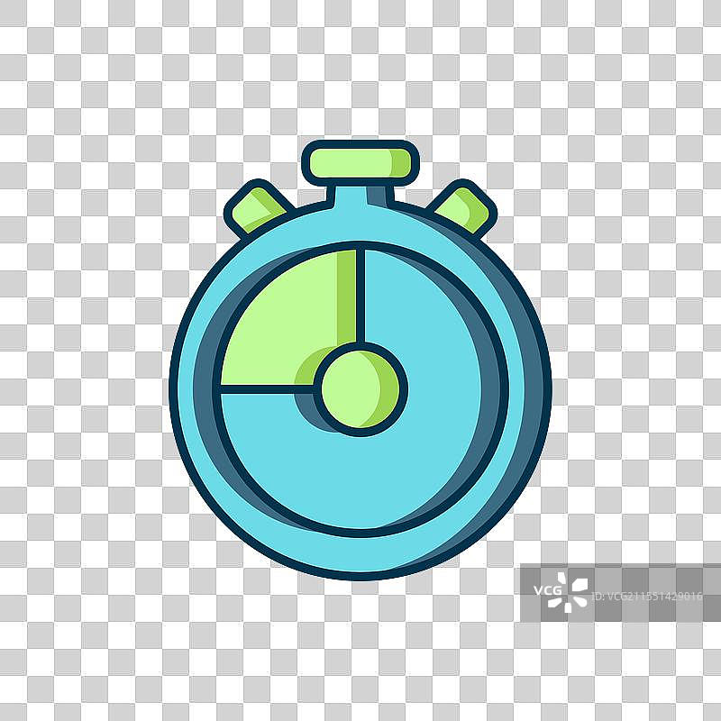 填充轮廓的计时器图标，孤立在白色背景上图片素材