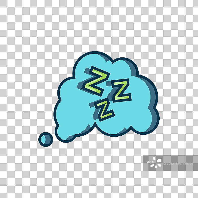 填充轮廓的困倦图标，孤立在白色背景上图片素材