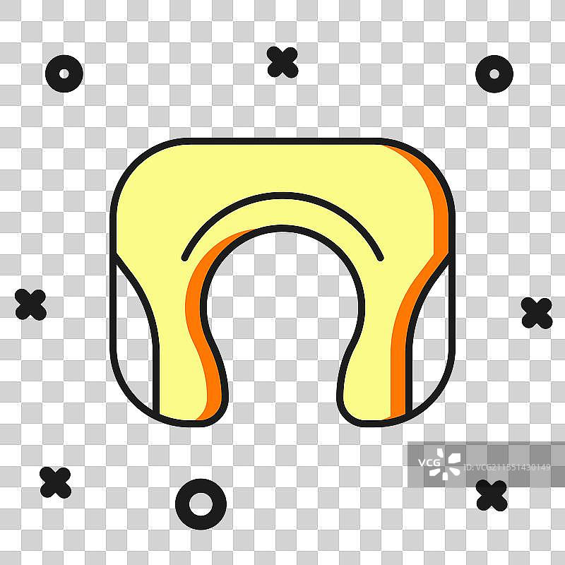 填充轮廓的旅行颈枕图标，已隔离图片素材