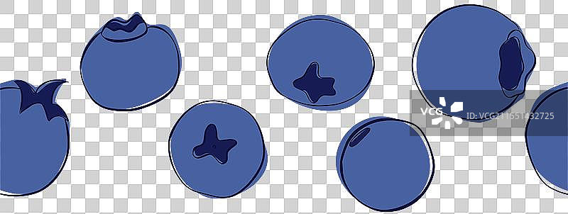 成熟的蓝莓掉落的水果，横向无缝图案图片素材