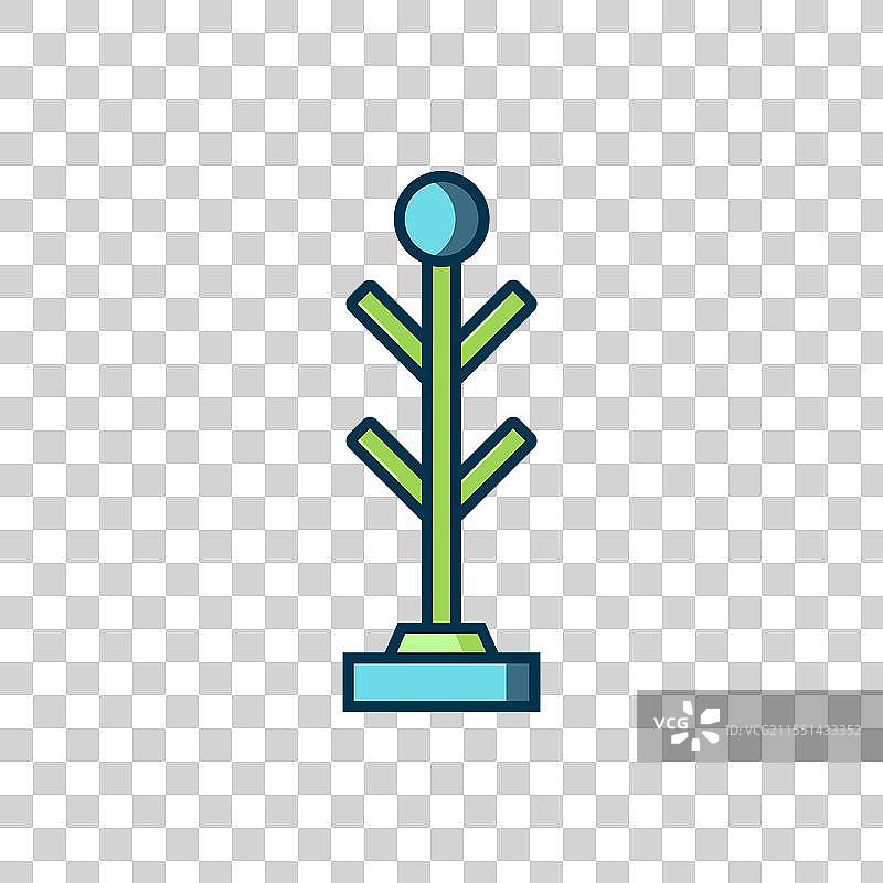 填充轮廓的衣帽架图标，孤立在白色背景上图片素材