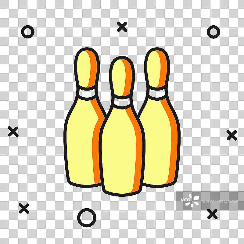 填充轮廓的保龄球瓶图标，背景为白色图片素材