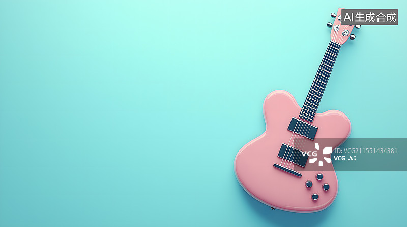 【AI数字艺术】粉色尤克里里清新乐章图片素材