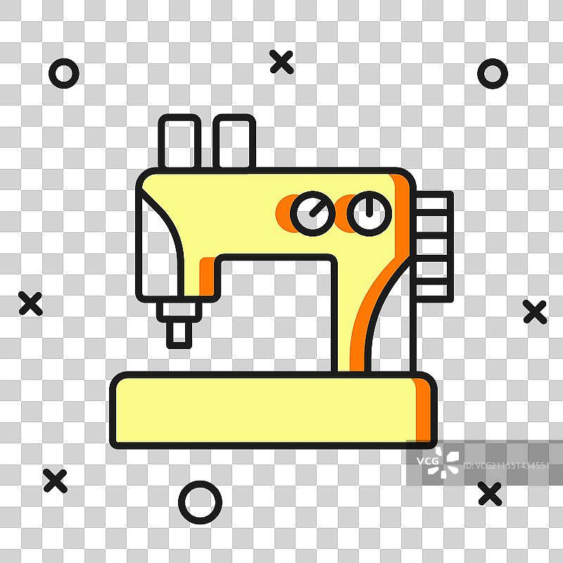 填充轮廓的缝纫机图标，孤立在背景上图片素材
