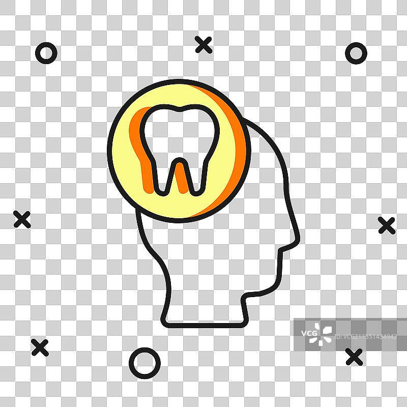 填充轮廓的牙痛图标，背景为白色图片素材