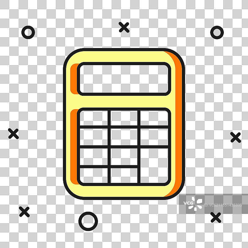 填充轮廓的计算器图标，孤立在白色背景上图片素材