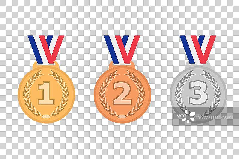 金、银、铜奖牌与桂冠图片素材