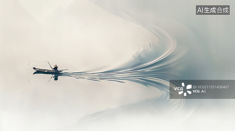 【AI数字艺术】中式水彩山水画图片素材