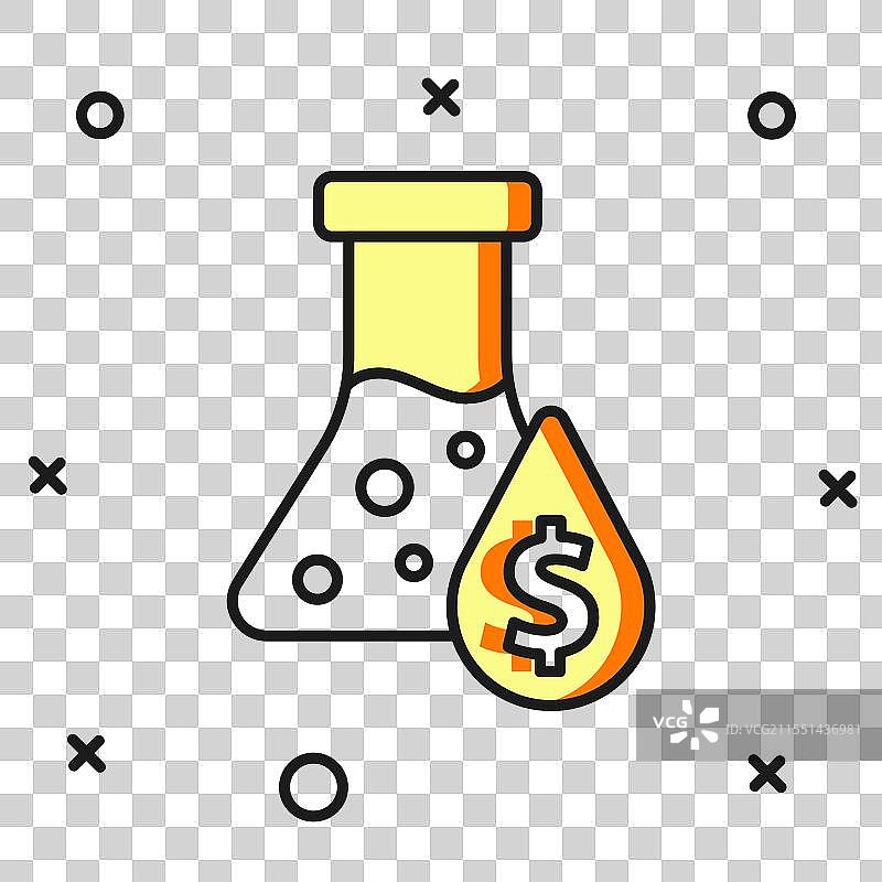 填充轮廓的油和汽油试管图标，已隔离图片素材
