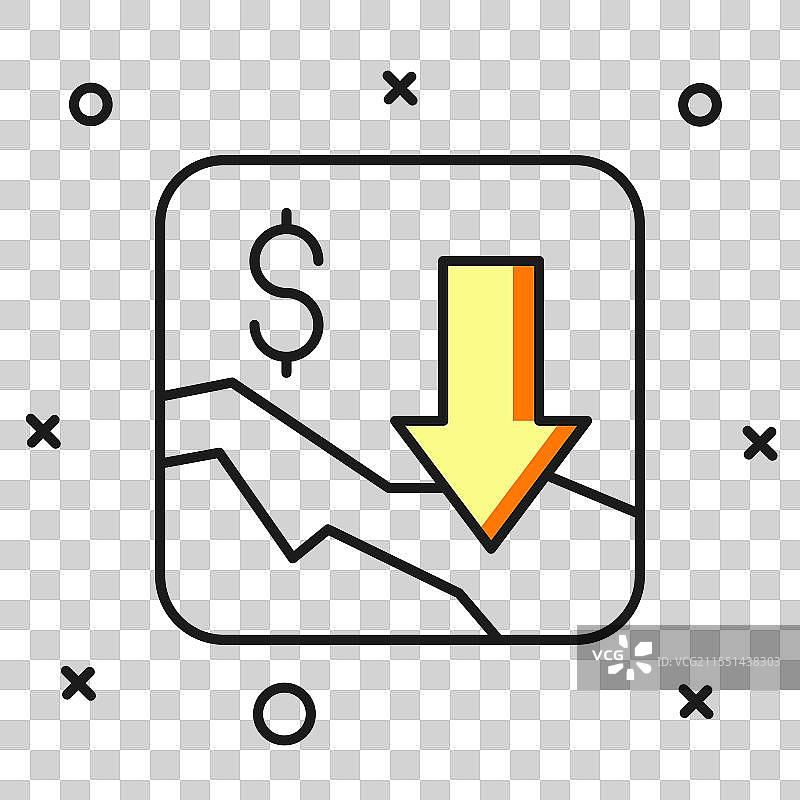 填充轮廓的财务增长下降图标图片素材