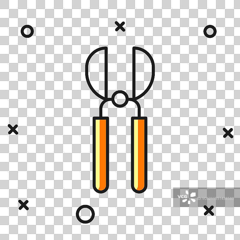 手工剪裁的园艺剪刀轮廓填充图图片素材