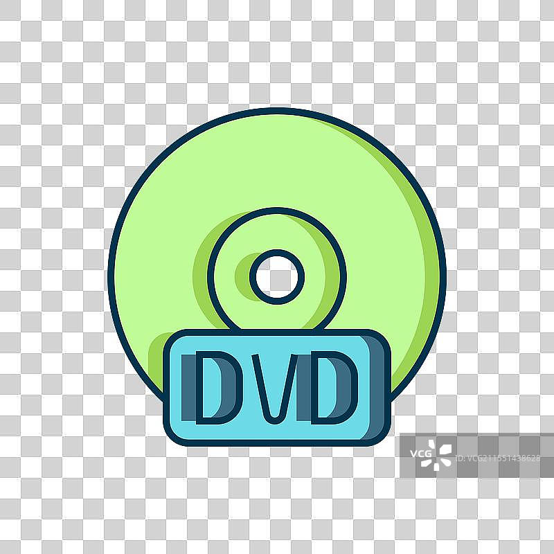 填充轮廓的CD或DVD光盘图标，孤立在白色背景上图片素材
