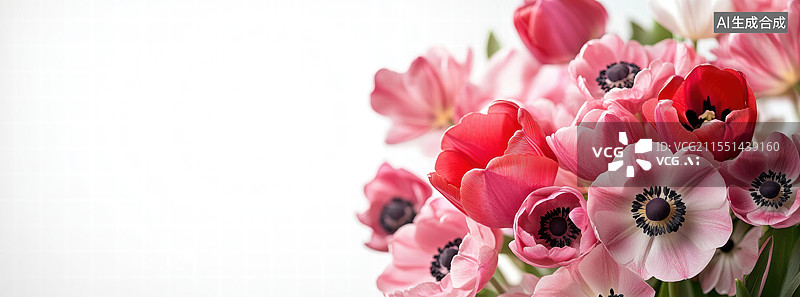 【AI数字艺术】一组粉色康乃馨和白色满天星的花束，背景是柔和的粉色调，带有梦幻般的光斑效果。图片素材