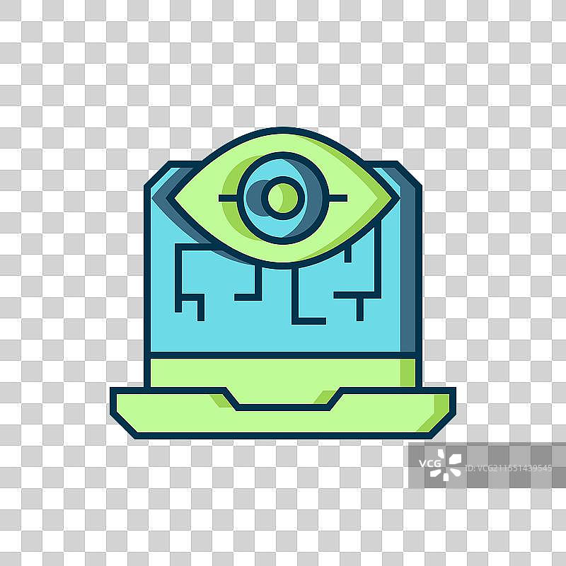 填充轮廓的计算机视觉图标，孤立于背景上图片素材